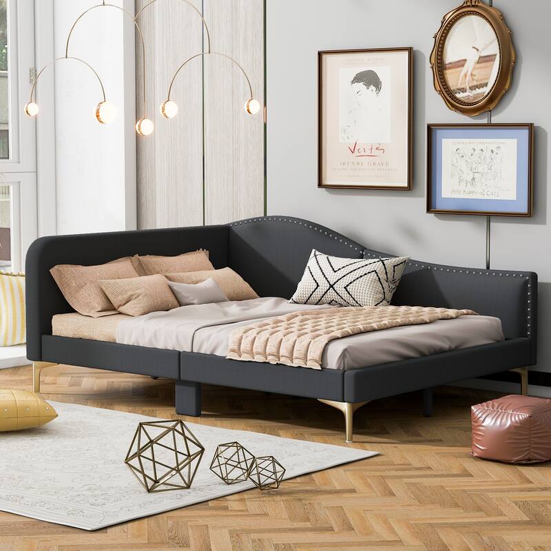 Modern Upholstered Daybed with Headboard and Armrest