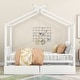 preview thumbnail 4 of 7, White Full Size Metal House Platform Bed with Two Storage Drawers, Headboard, and Footboard