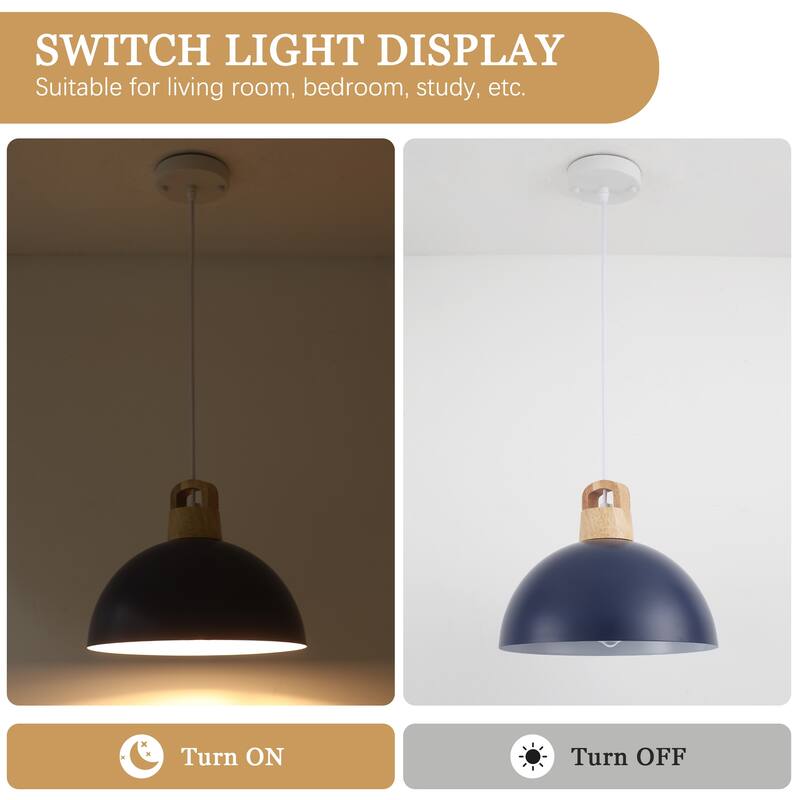 1-Light Rustic Hanging Pendant Light with Metal Shaded for Kitchen Island