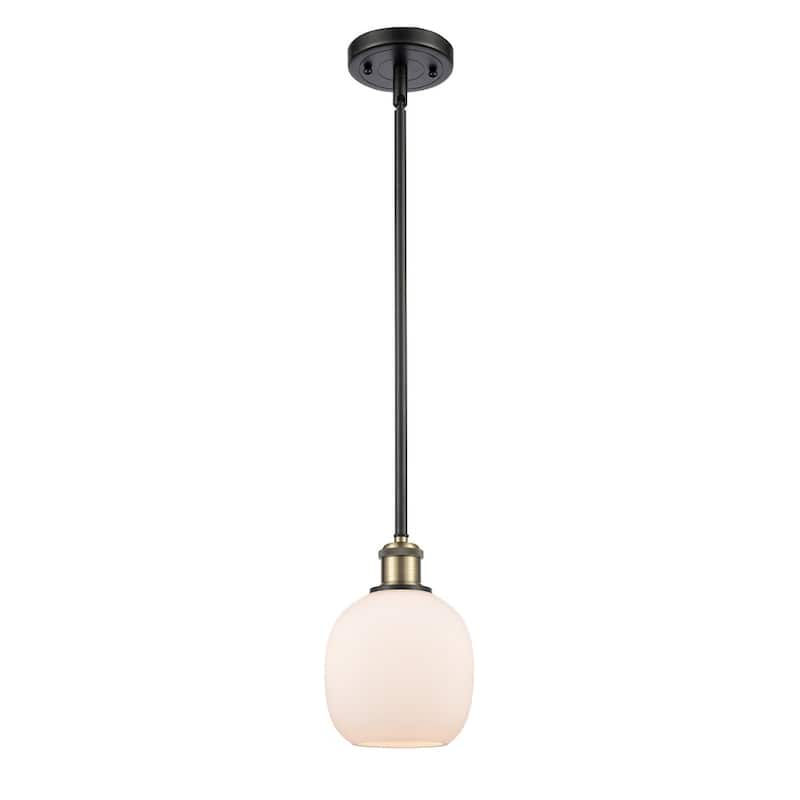 Innovations Lighting Belfast 6" Wide Mini Pendant - Black Antique Brass / Matte White