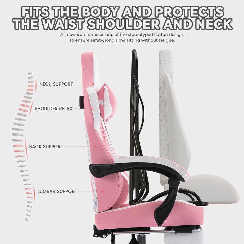PVC Leather Ergonomic High Back Gaming Chair with Footrest