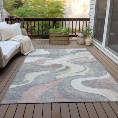 Machine Washable Indoor/Outdoor Soft Contemporary Chantille Rug