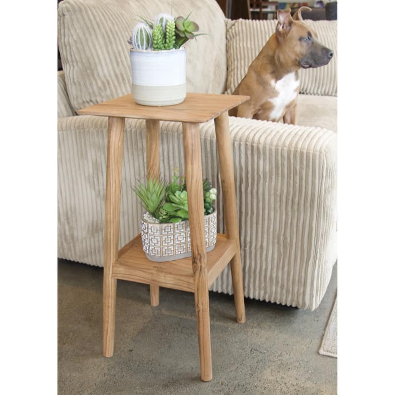 Solid Acacia Plant Stand with Shelf