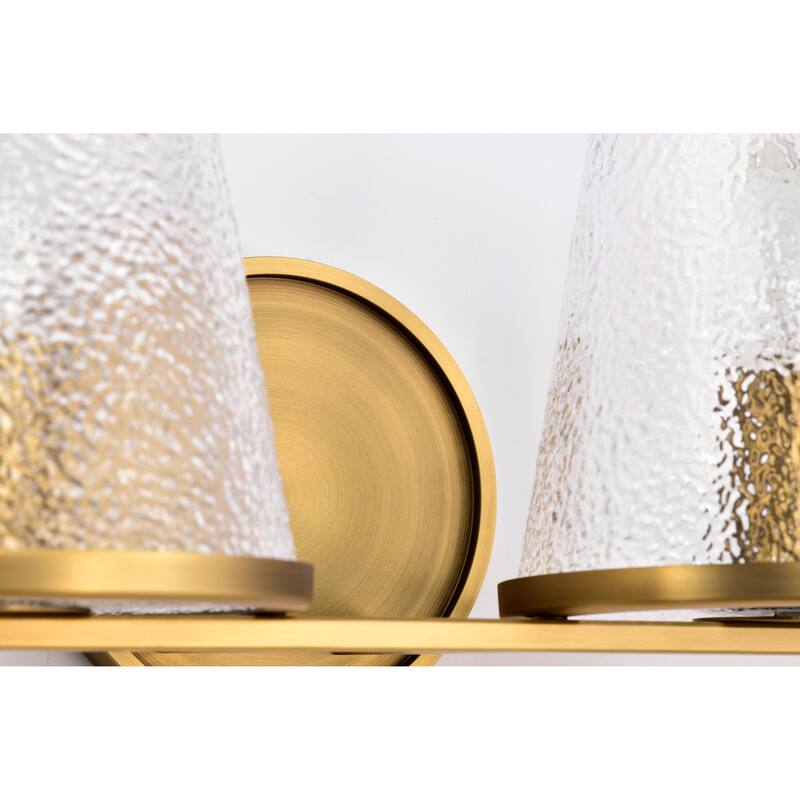 Valentine 4 Light Vanity Vintage Brass Finish Hammered Glass - Vintage Brass