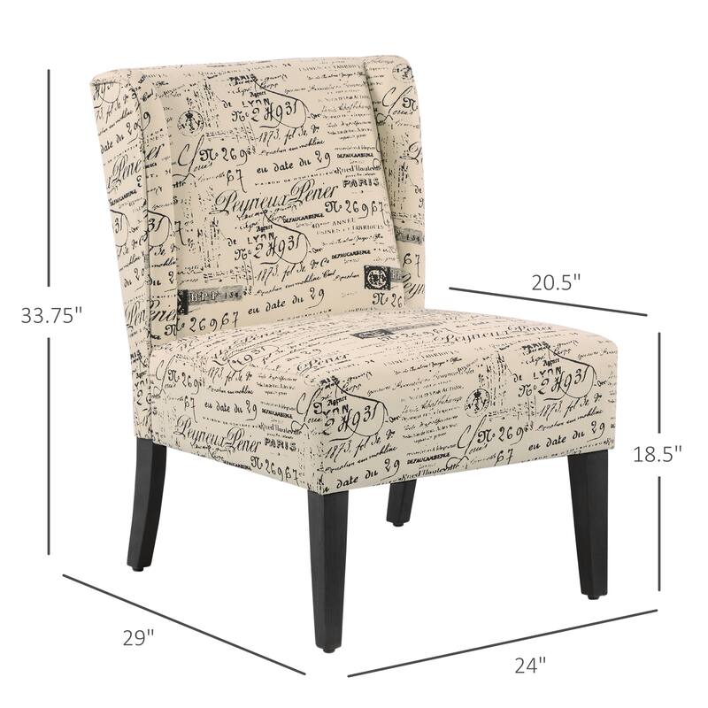 HOMCOM Upholstered Armless Accent Chair, Leisure Side Chair with Wingback