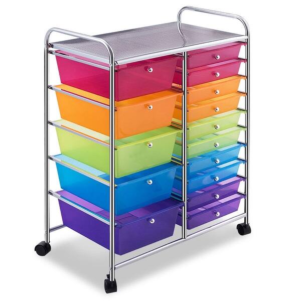 Shop Costway 15 Drawer Rolling Storage Cart Tools Scrapbook Paper