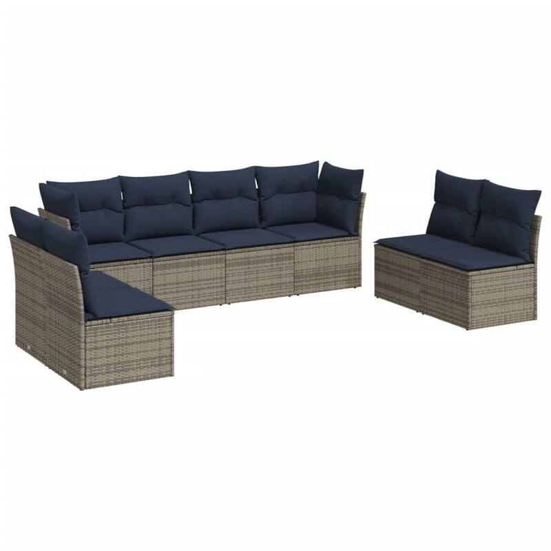 vidaXL 8/9 Piece Patio Sofa Set with Cushions Brown/Gray Poly Rattan - 24.4 x 24.4 x 27.2