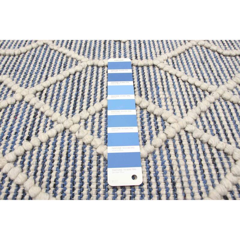 ECARPETGALLERY Braid weave Sienna Blue Wool Rug - 4'11 x 8'0