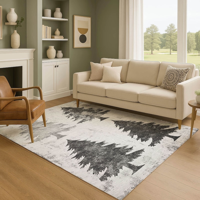 Premium Washable Super Soft Pine Tree Mayfield Rug - Gray - 2'6" x 3'10"