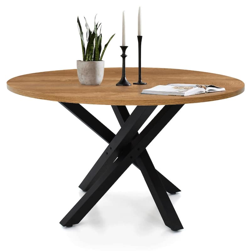 Round Black Dining Table - Black
