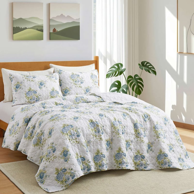 3-Piece Reversible Ultra Lighweight Coverlet Premium Microfiber Bedspread Quilt Set