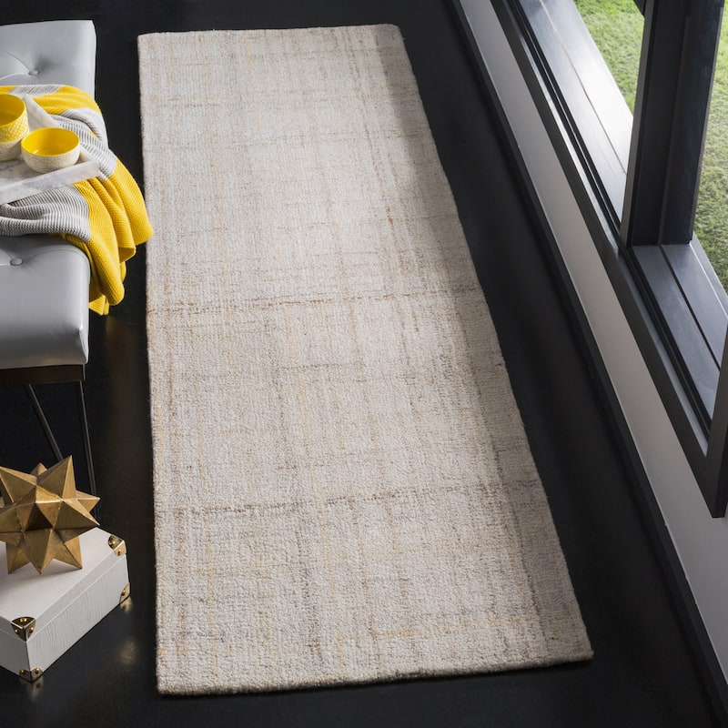 SAFAVIEH Handmade Abstract Coraly Modern Viscose Rug - 2'3" x 22' Runner - Ivory/Beige
