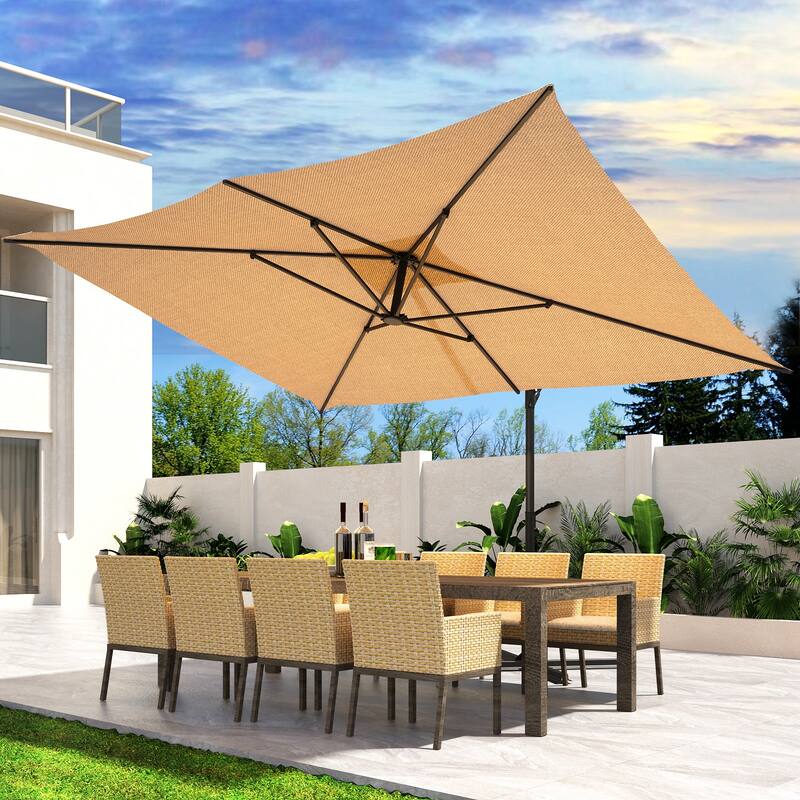 COSIEST 9 x 11.5 ft Cantilever Hanging Outdoor Umbrella w/360-degree Rotation