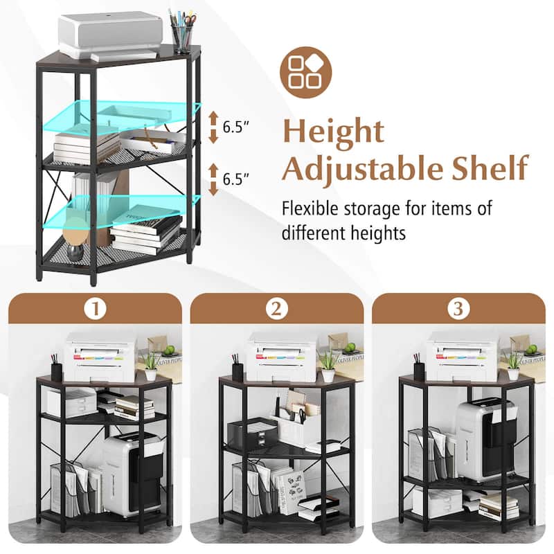 Costway Corner Printer Stand with Charging Station Adjustable Metal - See Details