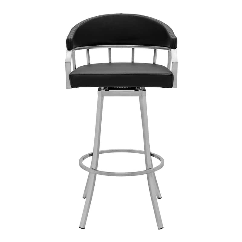Valerie Faux Leather Upholstered Swivel Bar or Counter Stool with Stainless Steel Frame - N/A