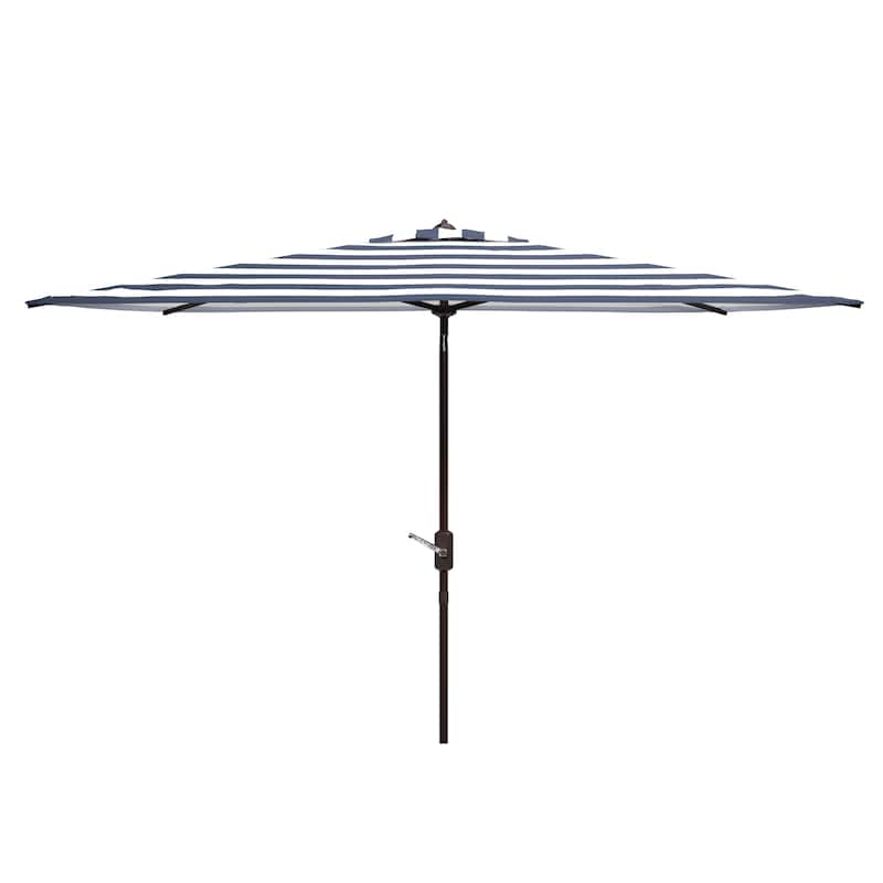 SAFAVIEH Outdoor Manorama Fashion Line 6.5 x 10 Ft Rectangle Umbrella - Navy/White
