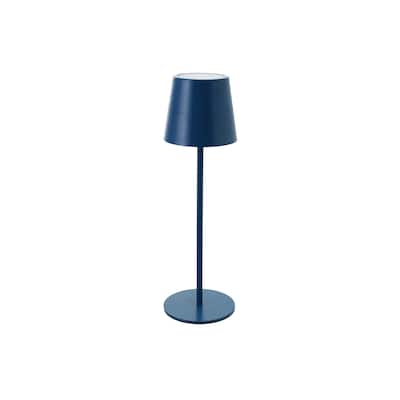 Metal LED Rechargeable Table Lamp with Touch Sensor, Navy Blue - 4.3"L x 4.3"W x 14.5"H