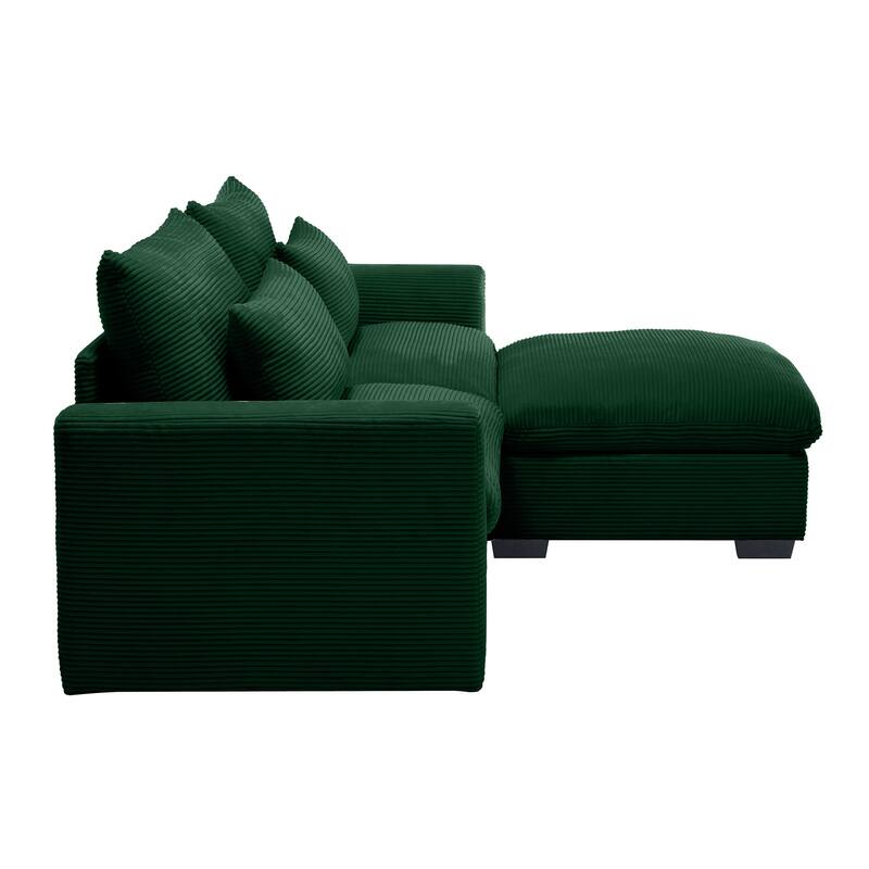 GDFStudio - Marlowe Corduroy 2 Seater Sofa with 1 Storage Ottomans and Pillows