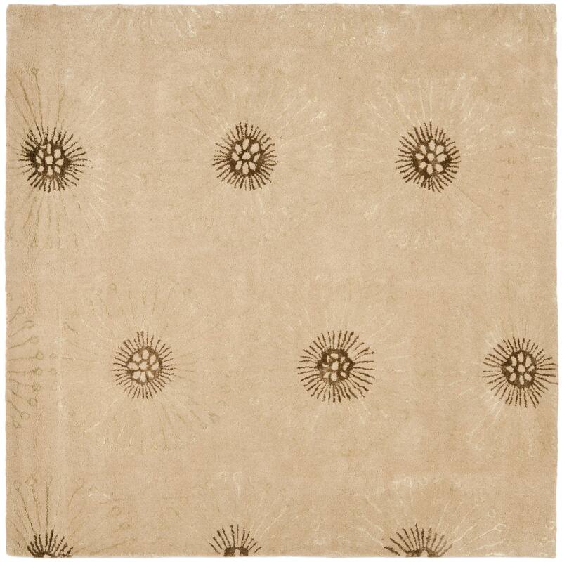 SAFAVIEH Handmade Soho Chimere Dandelion Pattern New Zealand Wool - 6' x 6' Square - Beige/Brown - Square/Runner