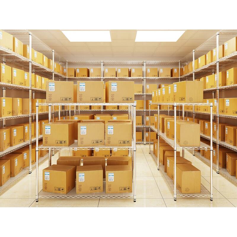 Wire Shelving Unit with Three Shelves (Set of 2)