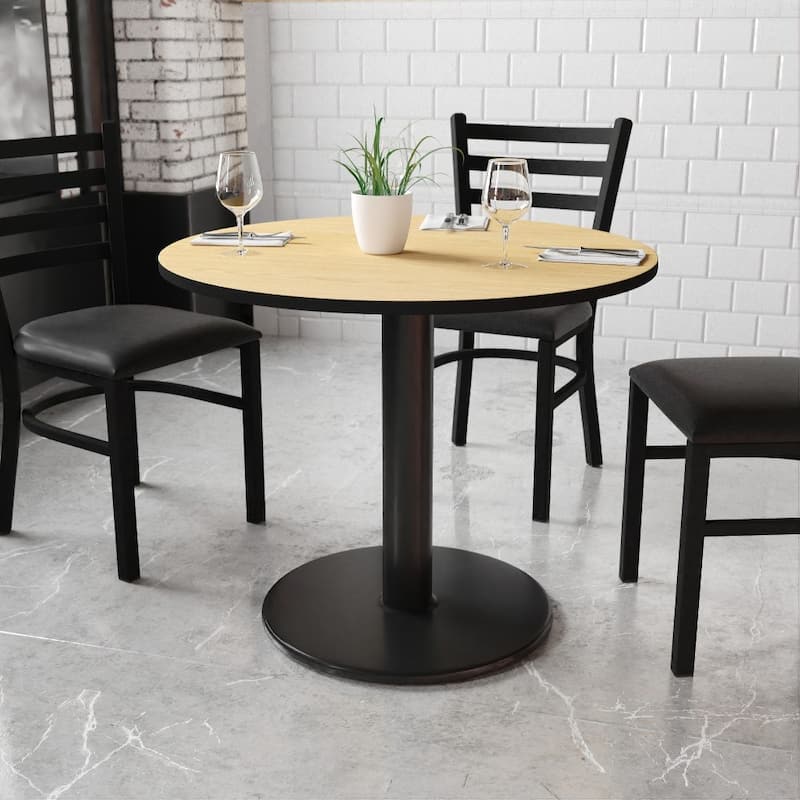 36'' Round Laminate Table Top with 24'' Round Table Height Base - 36"W x 36"D x 31.125"H - 36"W x 36"D x 31.125"H - Natural