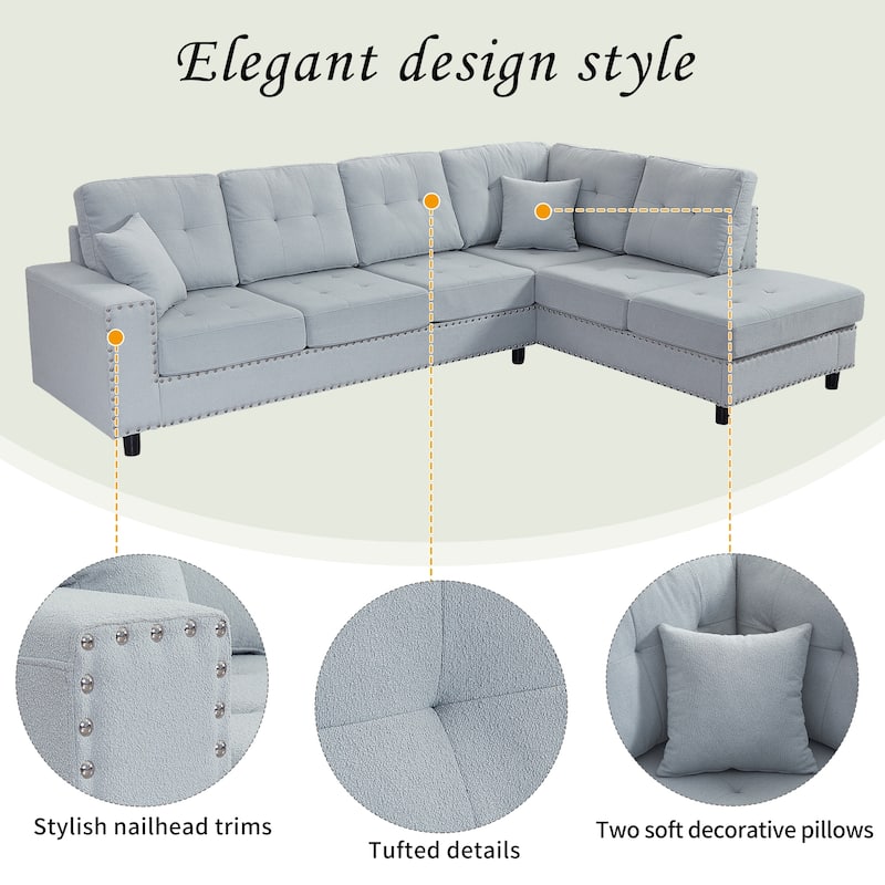 L-Shaped Modular Sectional Sofa with Removable Cushions