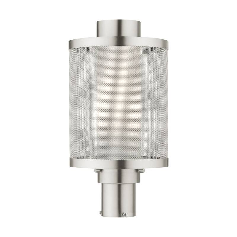 Livex Lighting 1 Light Brushed Nickel Outdoor Post Top, 20686-91 - 9" Dia x 17.5" H