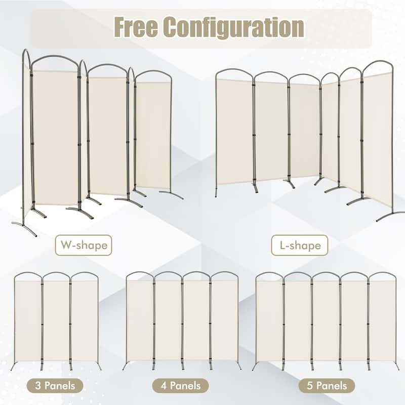 Costway 6 Panels Folding Privacy Screen 6 Ft Tall Fabric Privacy