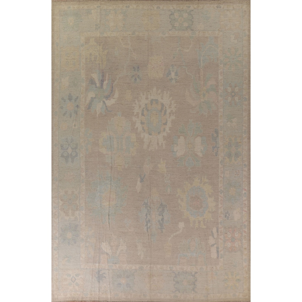 Vegetable Dye Oushak Large Area Rug Handmade Wool Carpet - 10'5"x 13'8"