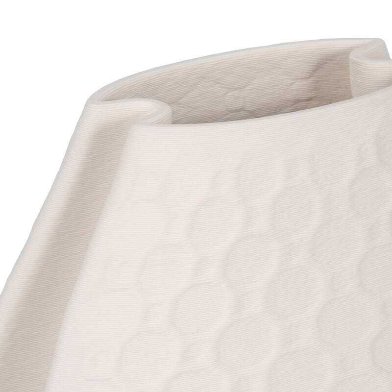 Sagebrook Home Elphantine 3D Printed Vase, Ivory/Beige, Bud, Texture