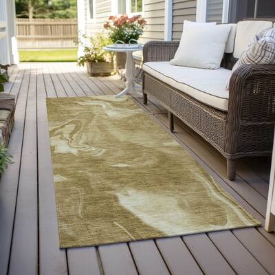 Machine Washable Indoor/ Outdoor Chantille Abstract Motion Rug