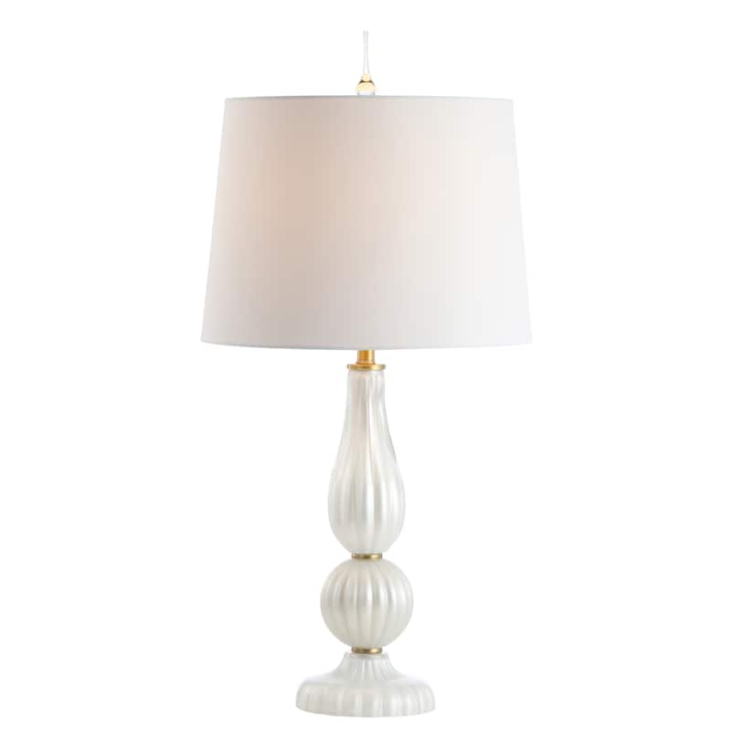 Carter 28" Glass/Metal LED Table Lamp, White Pearl by JONATHAN Y