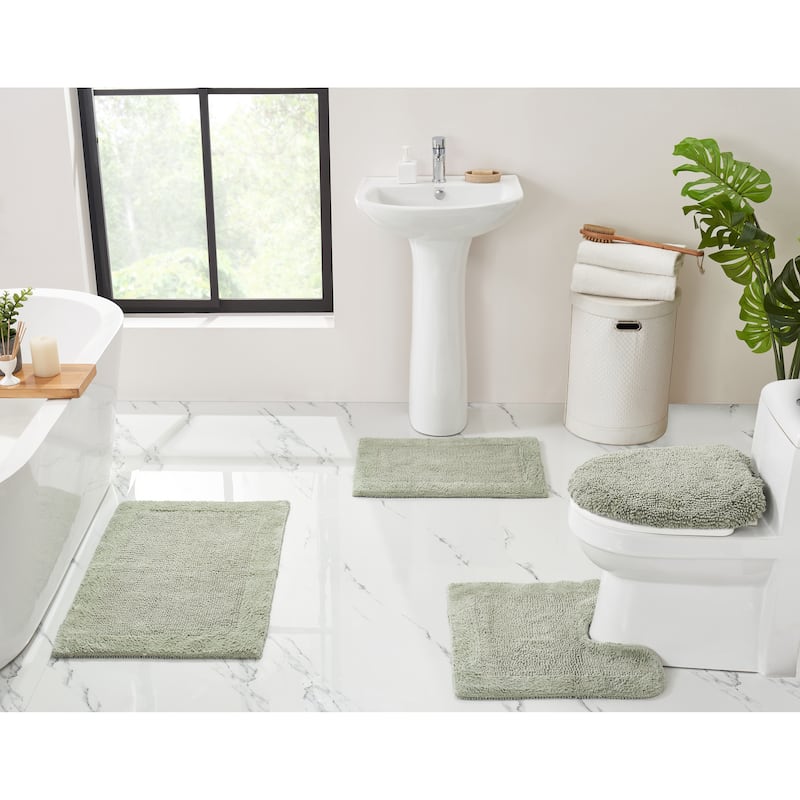 Better Trends Bath Rugs 100% Cotton Soft Water Absorbent Chenille Bathroom Rug for Shower, Sink Mats Edge Collection