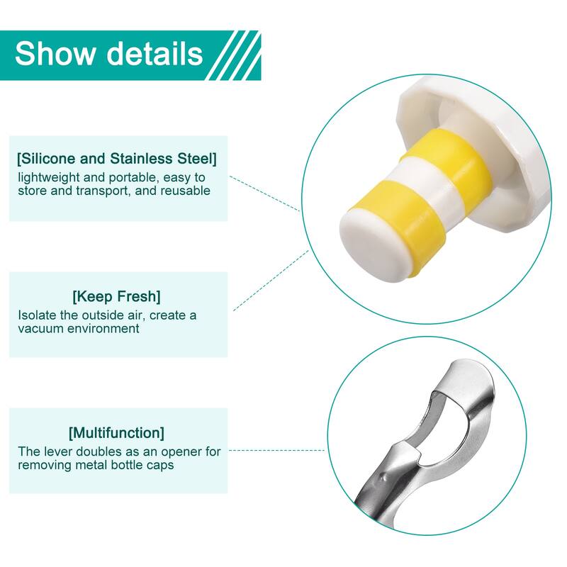 Wine Stoppers, 6Pcs 16mm/0.63" Silicone Bottle Stopper for Beer - White Yellow