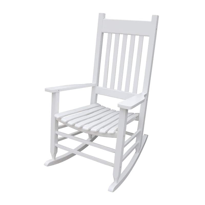 Outdoor Solid Wood Rocking Chair with Wide Seat, Terrace Arm Chairs with Slatted Back for Balcony, Porch, Garden