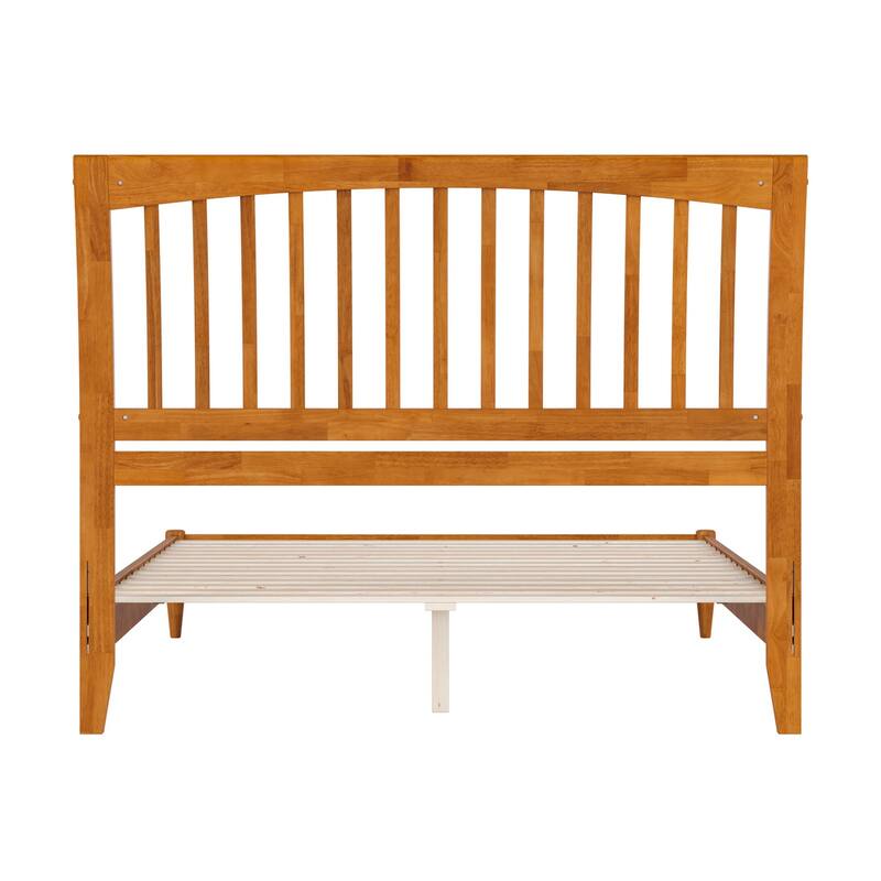 Modern Platform Bed - Solid Wood Sleigh Bed Frame - Low Profile Design - Light Toffee Finish