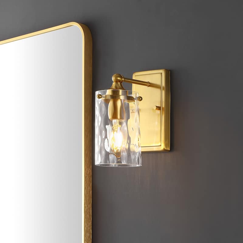 SAFAVIEH Lighting Jobie 7-inch Glass Shade Wall Sconce with Bulbs (Set of 2) - 7 in. W x 4.5 in. D x 9.5 in. H