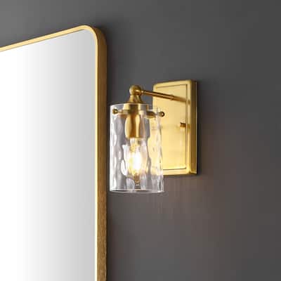 SAFAVIEH Lighting Jobie 7-inch Glass Shade Wall Sconce with Bulbs (Set of 2) - 7 in. W x 4.5 in. D x 9.5 in. H