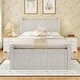 preview thumbnail 3 of 8, Farmhouse Style Queen Size Wood Panel Bed Frame Four Square Poster Bed with Three Storage Drawers, Ancient White