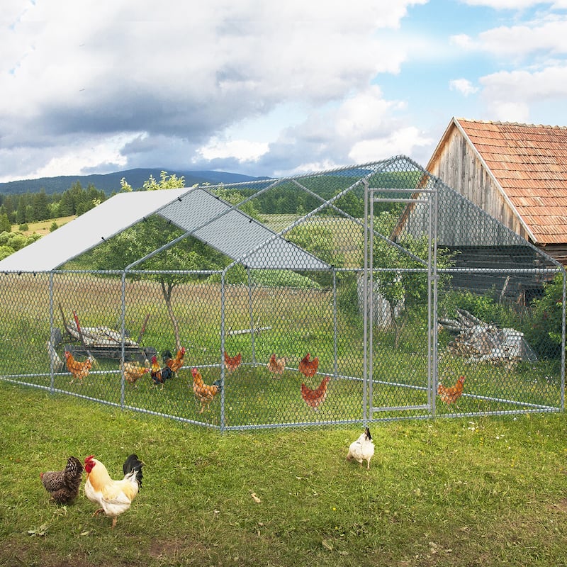 Large 20 x 10 ft Metal Chicken Coop, Waterproof Cage for Farm
