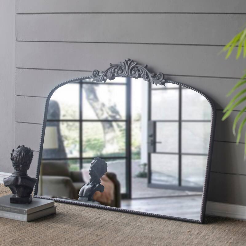 40" x 31" Classic Design Large Arch Mirror and Baroque Inspired Frame for Living Room Bathrrom Enterway Console - Black