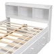 preview thumbnail 7 of 7, Full Size Platform Bed with Bookcase Headboard, Under Bed Storage Drawers and Bed End Storage Case, White