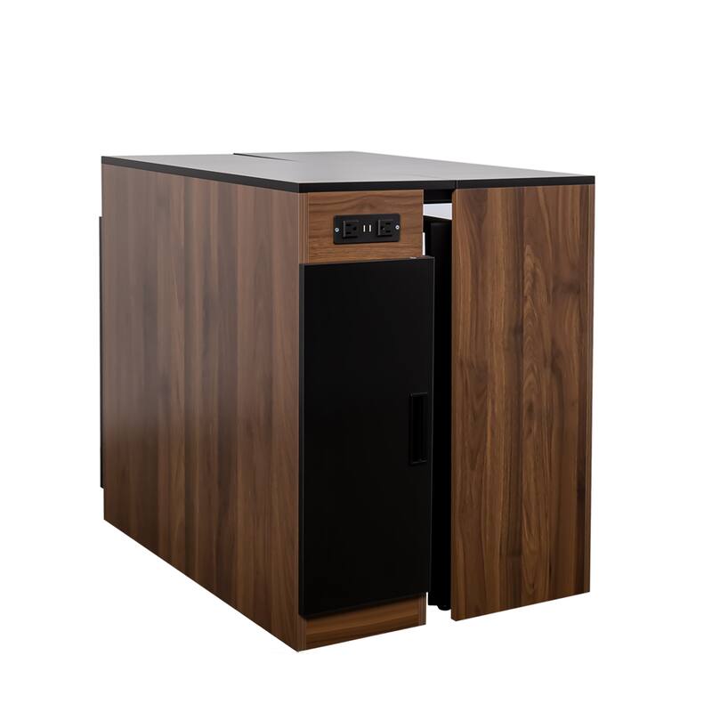 Modern Multifunctional Extendable Dining Table With Outlet,Space Saving Expanding Table With Storage