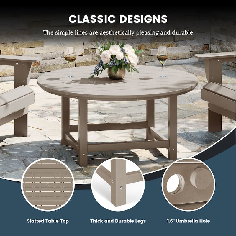 Laguna Outdoor 5-Piece Adirondack Chair With Round Coffee Table Conversation Set
