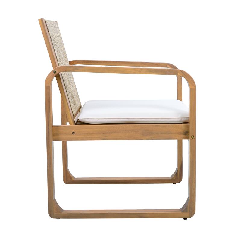 Christopher Knight Home - Outdoor Acacia Wood Dining Chairs Set with Rope Back and Water-Resistant Cushion