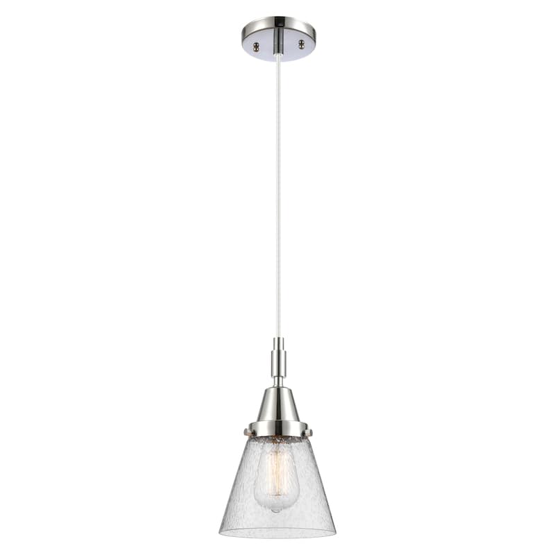 Innovations Lighting Downtown Urban - Caden Cone - 1 Light 6" Cord Hung Mini Pendant - Polished Chrome/Seedy Shade