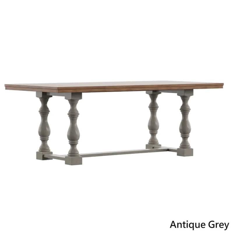 Eleanor 78-inch Oak Dining Table with Turned Leg Trestle Base by iNSPIRE Q Classic - Oak Top with Antique Grey Base