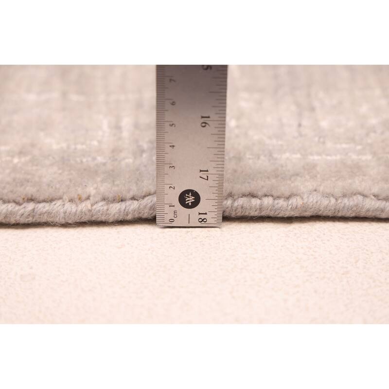 ECARPETGALLERY Hand Loomed Elysian Light Grey Viscose, Wool Rug - 7'11 x 11'1