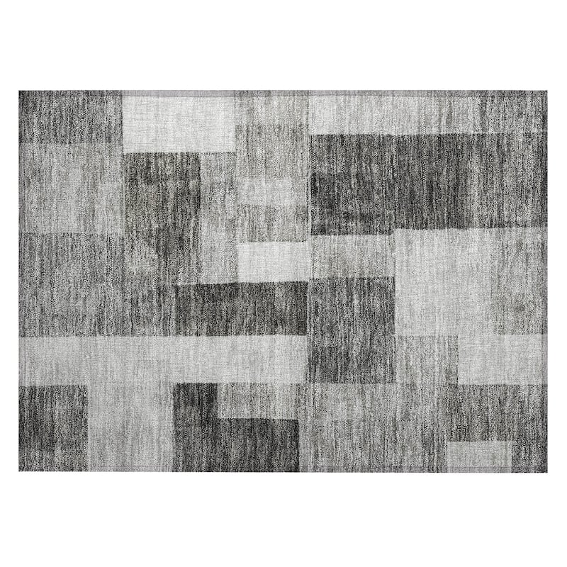 Machine Washable Indoor/ Outdoor Contemporary Geo Chantille Rug