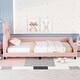 preview thumbnail 3 of 4, Pink Twin Size PU Leather Upholstered Daybed with Carton Ears Shaped Headboard, Nailheads Decoration